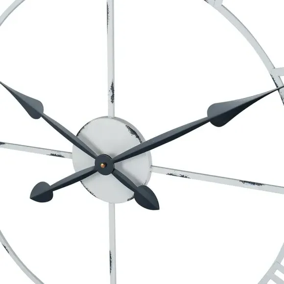 Round Skeleton Wall Clock - Grey, Metal
