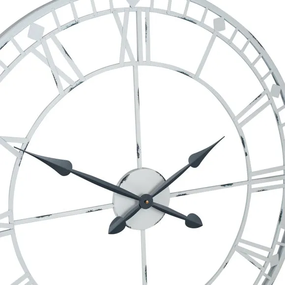 Round Skeleton Wall Clock - Grey, Metal