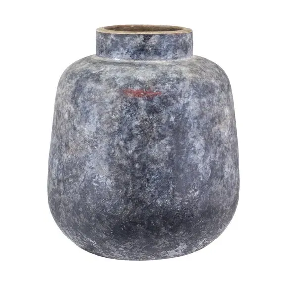 Round Vase with Concrete Finish - Grey, Stoneware