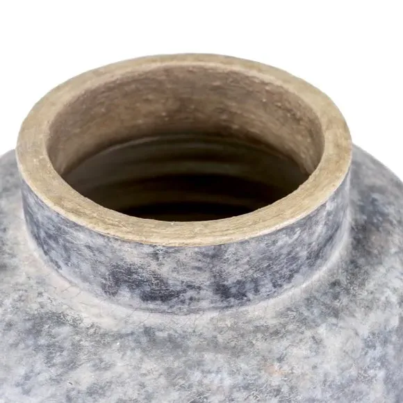 Round Vase with Concrete Finish - Grey, Stoneware