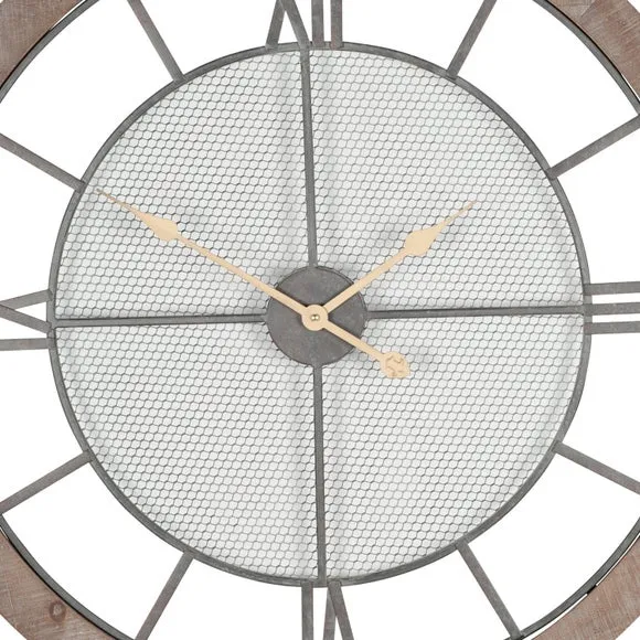 Round Wall Clock Roman Numerals - Grey, Wood
