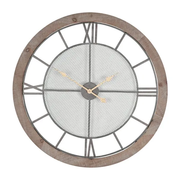 Round Wall Clock Roman Numerals - Grey, Wood image