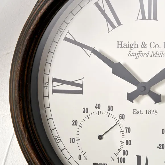 Round Wall Clock with Gauges - Bronze