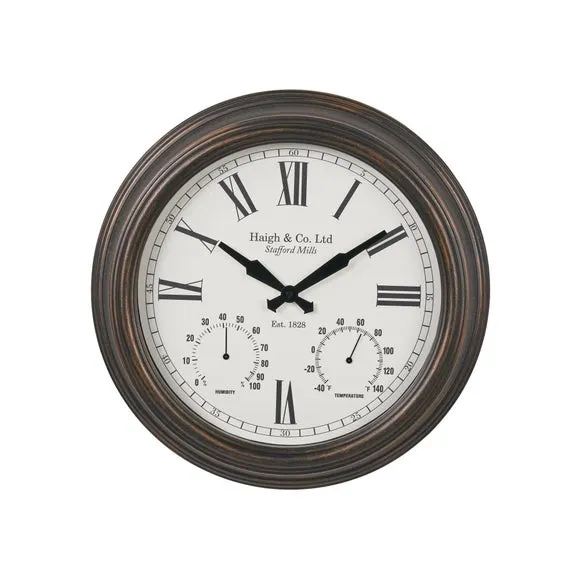 Round Wall Clock with Gauges - Bronze