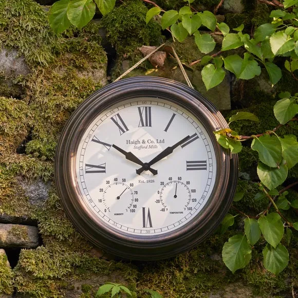 Round Wall Clock with Gauges - Bronze