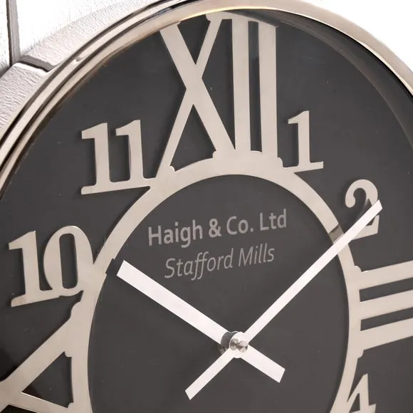 Round Wall Clock with Roman Numerals - Black, Metal