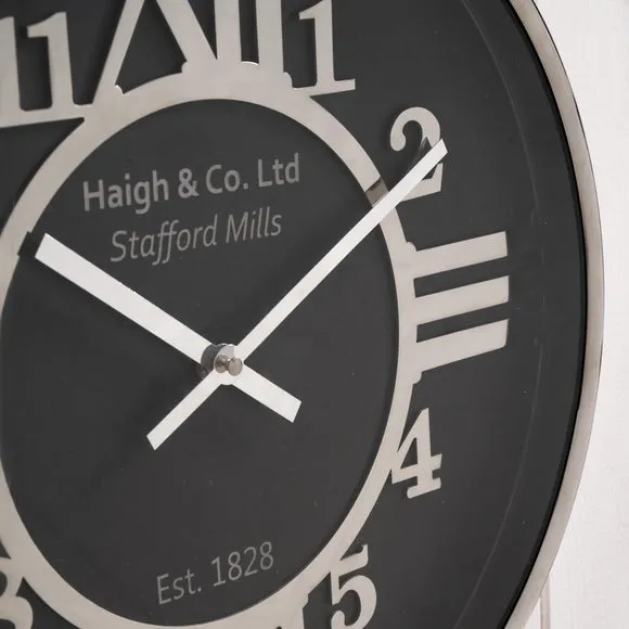 Round Wall Clock with Roman Numerals - Black, Metal