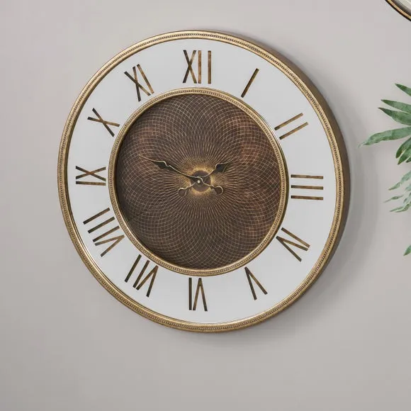 Round Wall Clock with Roman Numerals - Gold image