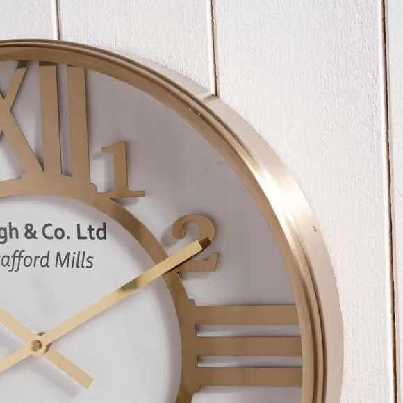 Round Wall Clock with Roman Numerals - White, Metal