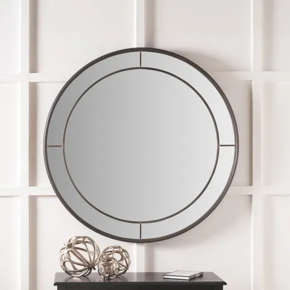 Round Wall Mirror - Bronze, Metal