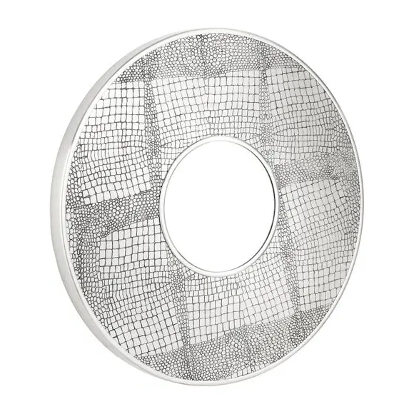 Round Wall Mirror Croc Effect - Silver