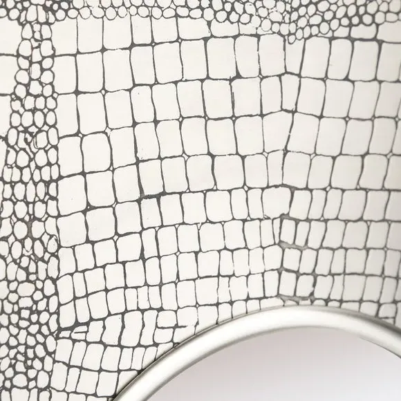 Round Wall Mirror Croc Effect - Silver
