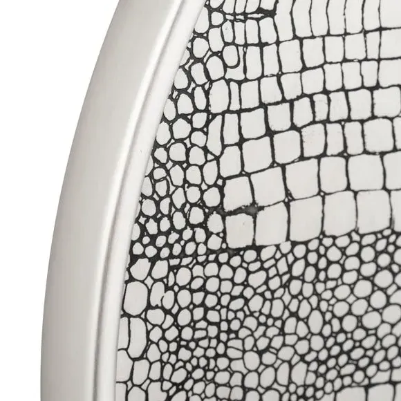 Round Wall Mirror Croc Effect - Silver
