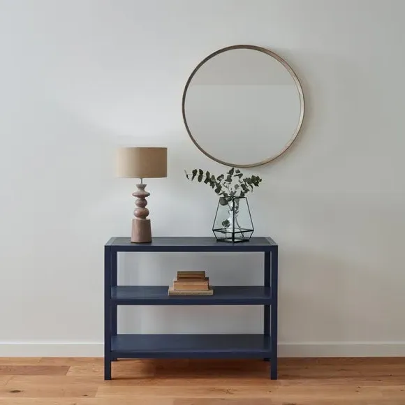 Round Wall Mirror - Grey, Wood Veneer