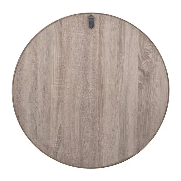 Round Wall Mirror - Grey, Wood Veneer
