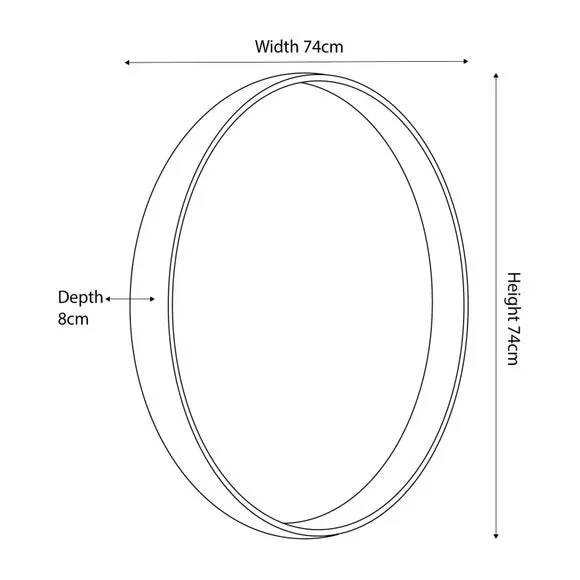 Round Wall Mirror - Grey, Wood Veneer