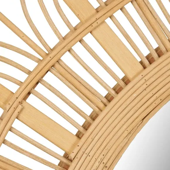 Round Wall Mirror - Natural, Bamboo Frame