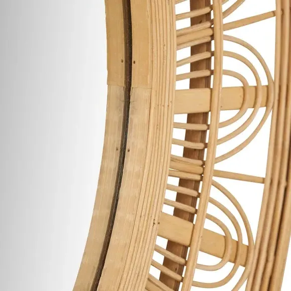 Round Wall Mirror - Natural, Bamboo Frame