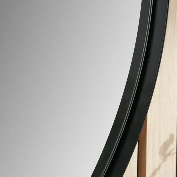 Round Wall Mirror Slim Frame - Black, Metal