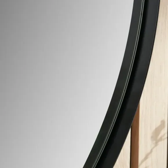 Round Wall Mirror Slim Frame - Black, Metal
