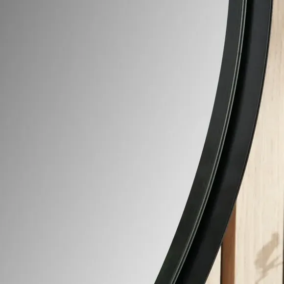 Round Wall Mirror Slim Frame - Black, Metal