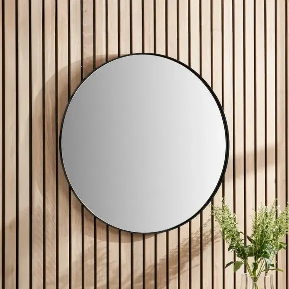 Round Wall Mirror Slim Frame - Black, Metal image
