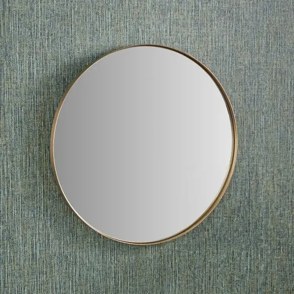 Round Wall Mirror Slim Frame - Gold, Metal