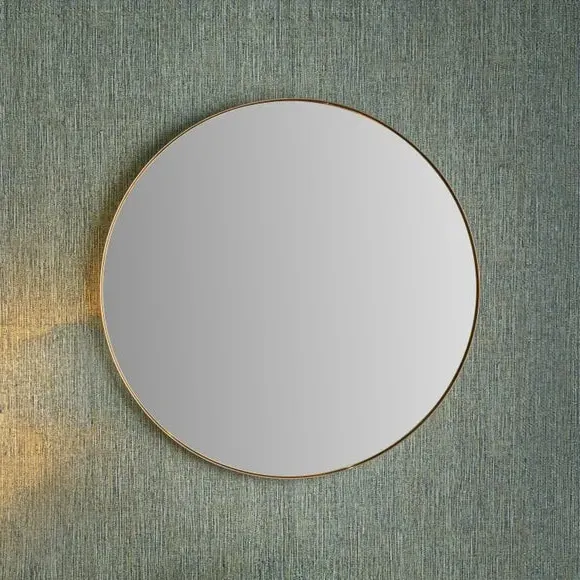 Round Wall Mirror Slim Frame - Gold, Metal