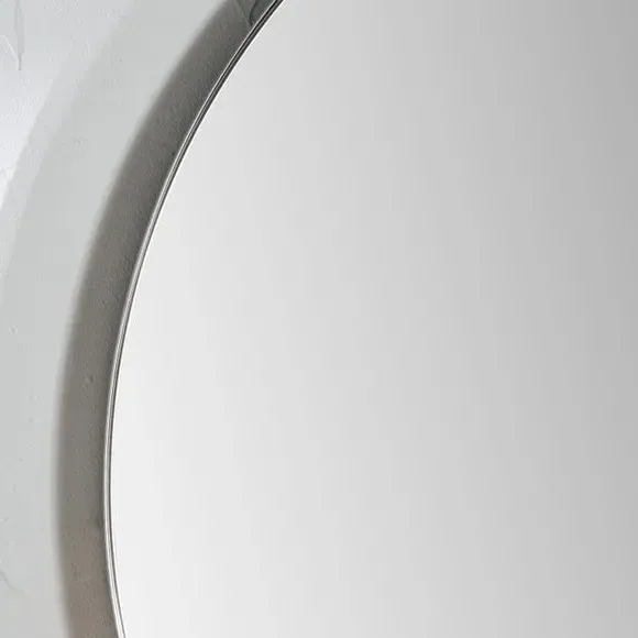 Round Wall Mirror Slim Frame - Silver, Metal