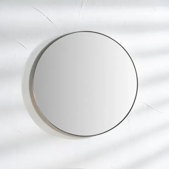 Round Wall Mirror Slim Frame - Silver, Metal