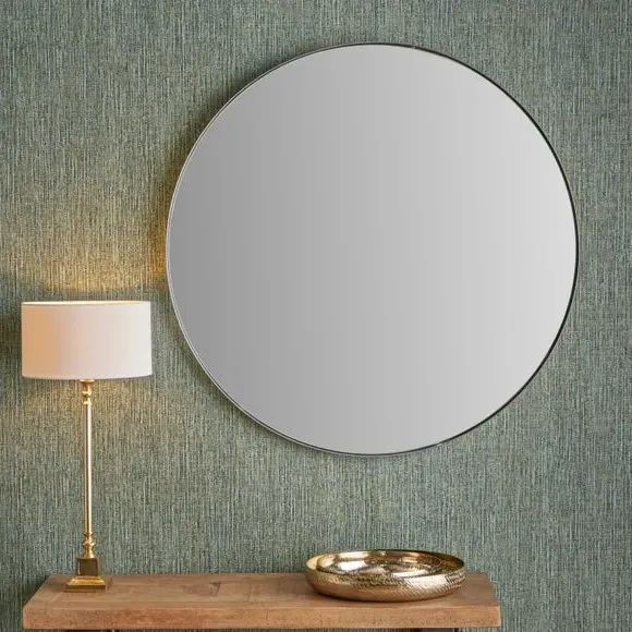 Round Wall Mirror Slim Frame - Silver, Metal