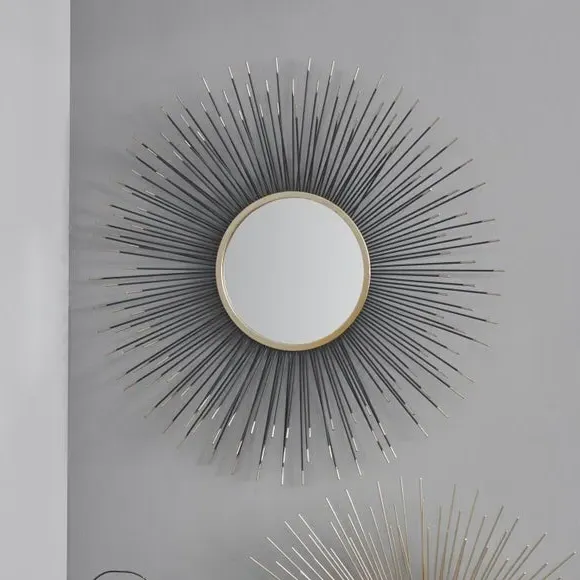 Round Wall Mirror Starburst Design - Black image