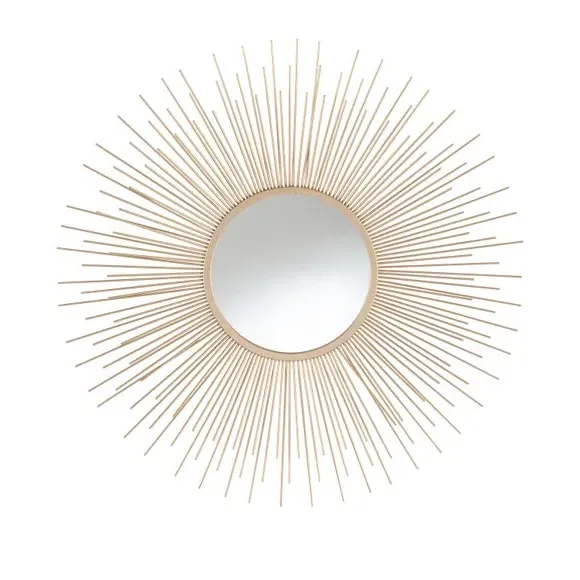 Round Wall Mirror Starburst Design - Gold