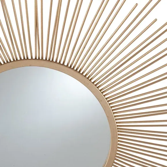 Round Wall Mirror Starburst Design - Gold