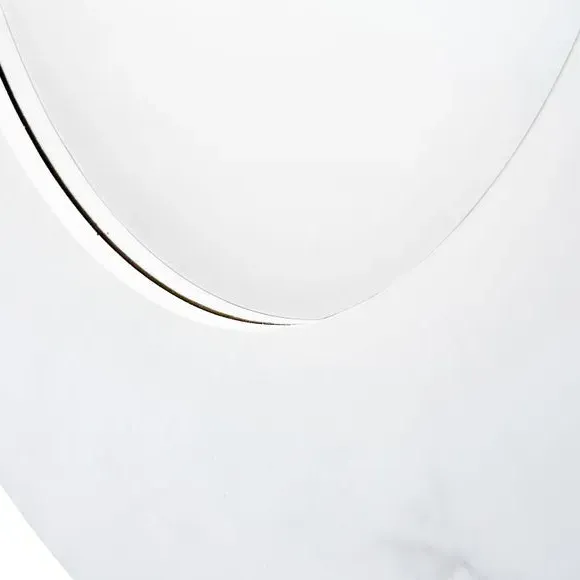 Round Wall Mirror - White, Marble Veneer