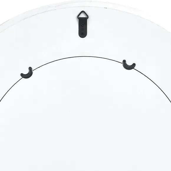 Round Wall Mirror - White, Marble Veneer