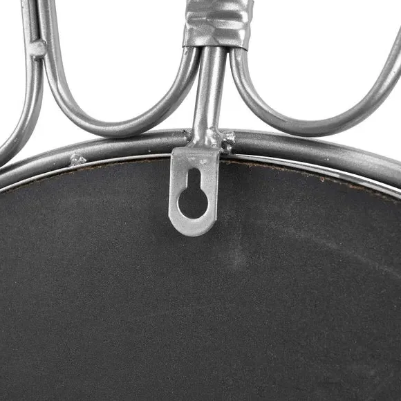 Round Wall Mirror with Cane Effect - Silver, Iron