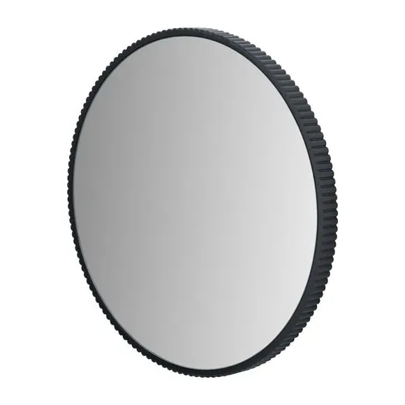 Round Wall Mirror with Cog Edge - Black, Metal