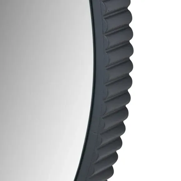 Round Wall Mirror with Cog Edge - Black, Metal
