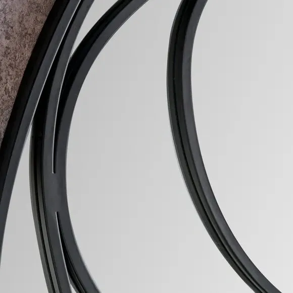 Round Wall Mirror with Swirl Design - Black