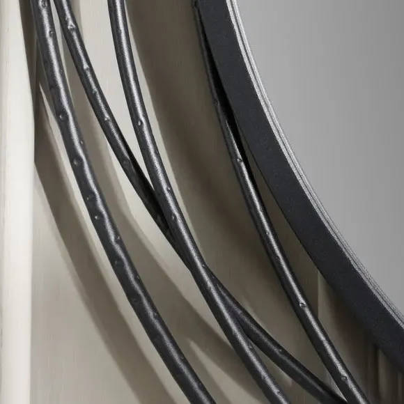 Round Wall Mirror with Swirl Design - Pewter, Metal