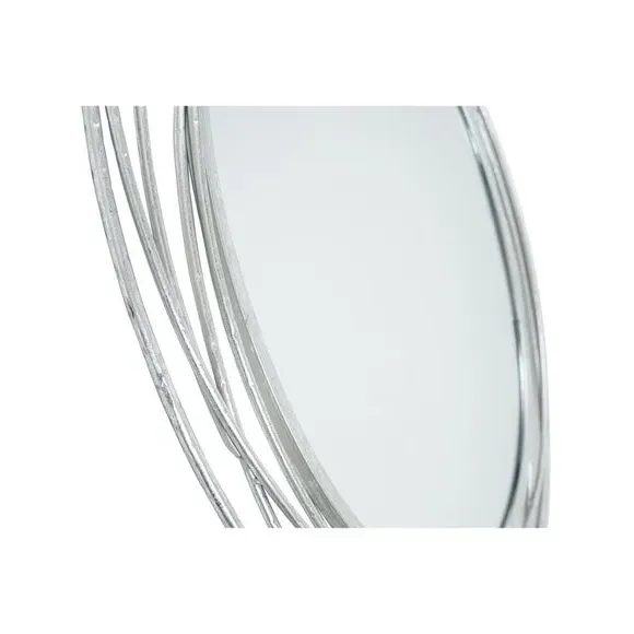 Round Wall Mirror with Swirl Design - Silver, Metal