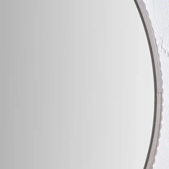 Round Wall Mirror with Textured Edge - Natural, Oak