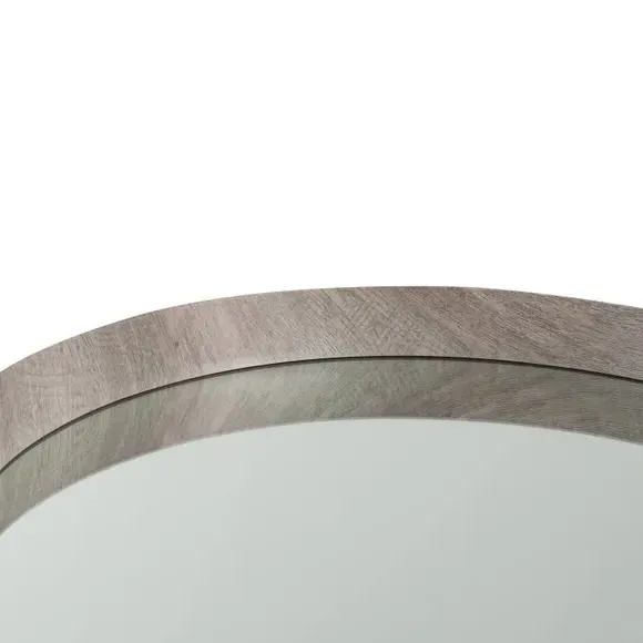 Round Wall Mirror with Tray Edge - Grey Oak