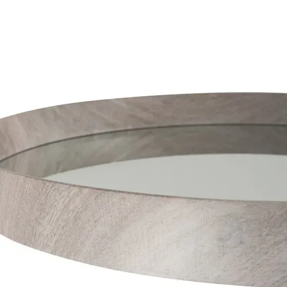 Round Wall Mirror with Tray Edge - Grey Oak