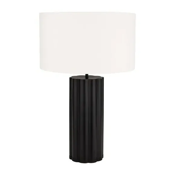 Scalloped Table Lamp with Cylinder Shade - Black, Metal