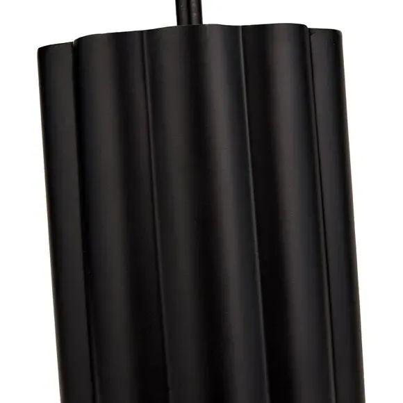 Scalloped Table Lamp with Cylinder Shade - Black, Metal