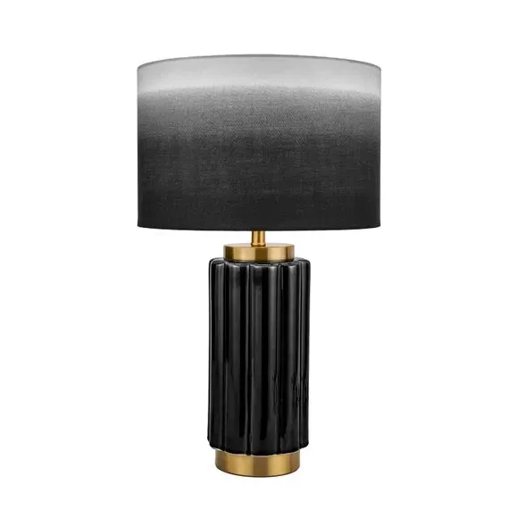 Scalloped Table Lamp with Shade - Black, Ceramic