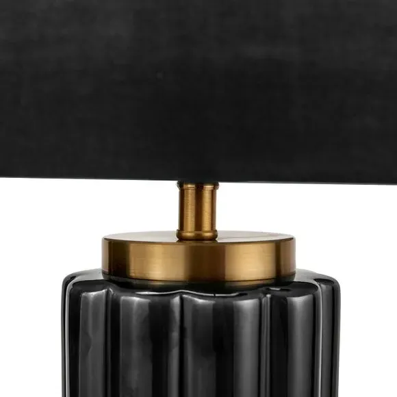 Scalloped Table Lamp with Shade - Black, Ceramic