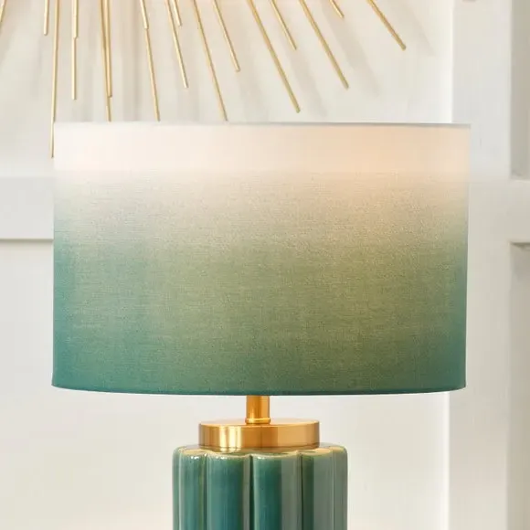 Scalloped Table Lamp with Shade - Teal, Ceramic